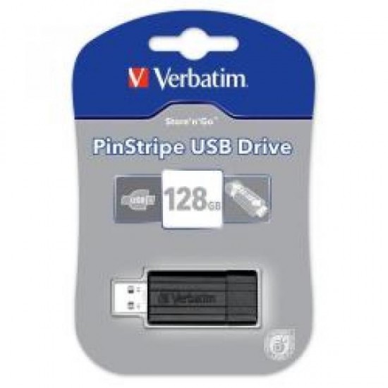 VERBATIM PENDRIVE STORENGO PINSTRIPE 128GB HI-SPEED RETRACTIL USB 2.0 BLACK