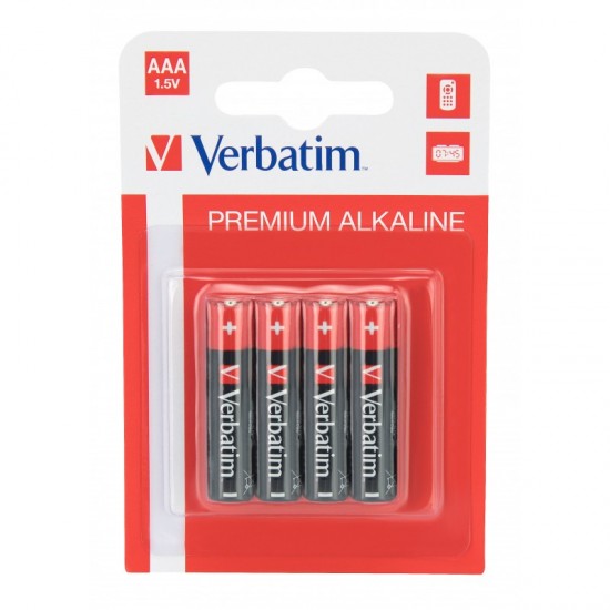 VERBATIM ALKALINE BATTERIES AAA LR03 4 PCS PACK 49920