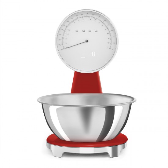 SMEG ANALOG AND DIGITAL KITCHEN SCALE RED KSF01RDWW SMEG ANALOG AND DIGITAL KITCHEN SCALE RED KSF01RDWW