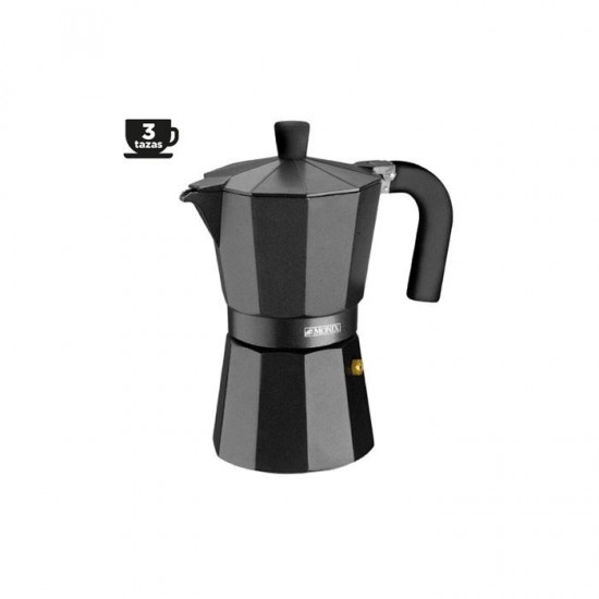 CAFETERA 3 TAZAS INDUCTION INOX BLACK