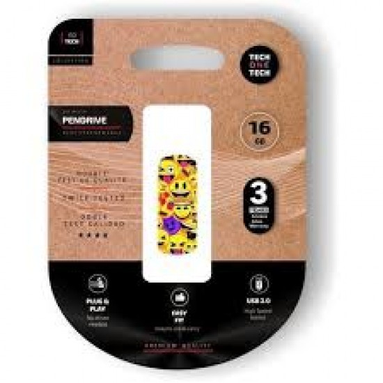 TECH ONE TECH USB FLASH DRIVE 16GB USB 2.0 EMOJI COLLAGE TEC4401-16 TECH ONE TECH USB FLASH DRIVE 16GB USB 2.0 EMOJI COLLAGE TEC4401-16