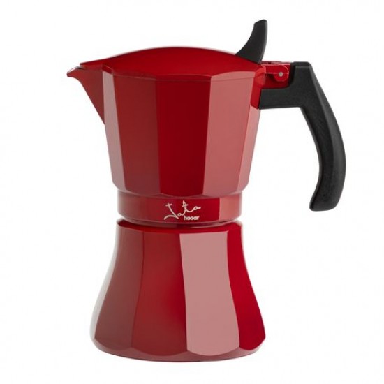 JATA ITALIAN COFFEE MAKER INDUCTION READY ALUMINIUM BODY 9CUPS RED HCAF2009