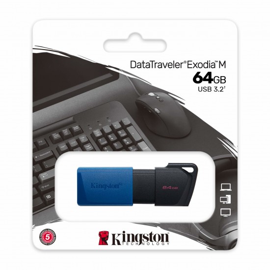 KINGSTON DATATRAVELER EXODIA M FLASH DRIVE 64GB USB-A 3.2 BLACK-BLUE DTXM/64GB KINGSTON DATATRAVELER EXODIA M FLASH DRIVE 64GB USB-A 3.2 BLACK-BLUE DTXM/64GB