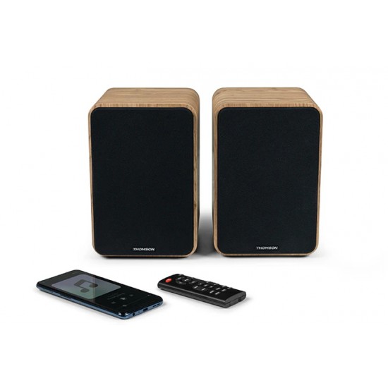 THOMSON HIFI BOOKSHELF SPEAKERS COSY 100W BT 5.0 RCA COMMAND WOOD/BLACK WS602DUO