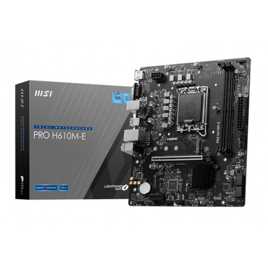 MSI PRO H610M-E MOTHERBOARD INTEL H610 LGA 1700 MICRO ATX 911-7D48-057 MSI PRO H610M-E MOTHERBOARD INTEL H610 LGA 1700 MICRO ATX 911-7D48-057