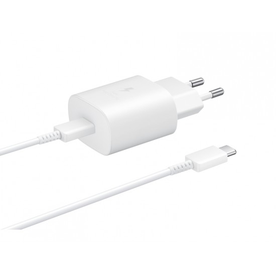 SAMSUNG PD 25W USB C TO USB C WALL CHARGER EP-TA800XW WHITE SAMSUNG PD 25W USB C TO USB C WALL CHARGER EP-TA800XW WHITE