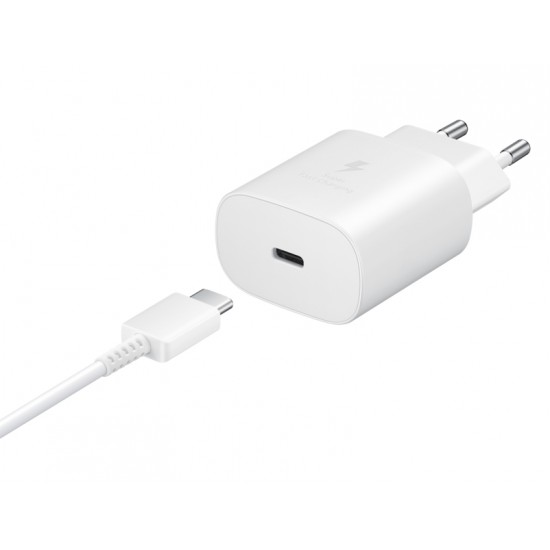 SAMSUNG PD 25W USB C TO USB C WALL CHARGER EP-TA800XW WHITE SAMSUNG PD 25W USB C TO USB C WALL CHARGER EP-TA800XW WHITE
