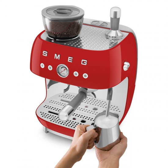 SMEG ESPRESSO MACHINE 50'STYLE WITH INTEGRATED GRINDER RED EGF03RDEU SMEG ESPRESSO MACHINE 50'STYLE WITH INTEGRATED GRINDER RED EGF03RDEU