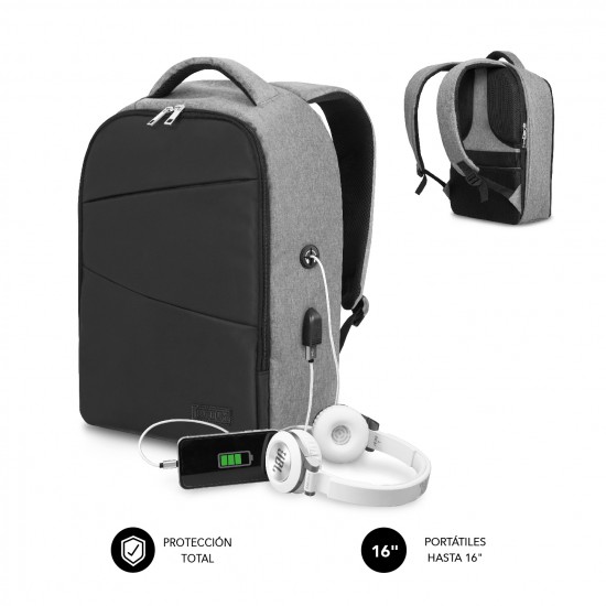 SUBBLIM SECURE AP ANTITHEFT BACKPACK 16" BLACK SUBBP-3SA1100