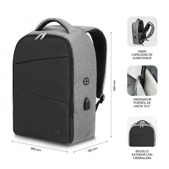 SUBBLIM SECURE AP ANTITHEFT BACKPACK 16" BLACK SUBBP-3SA1100