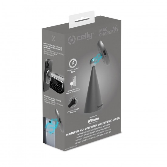 CELLY WIRELESS CHARGING 15W MAGSTANDCHARGE BLACK CELLY WIRELESS CHARGING 15W MAGSTANDCHARGE BLACK