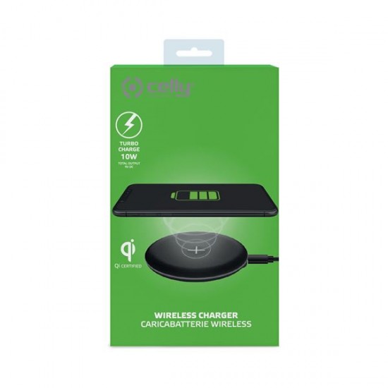 CELLY FEELING WIRELESS MAINS CHARGER 2A-10W OUTPUT BLACK WLFASTFEELBK