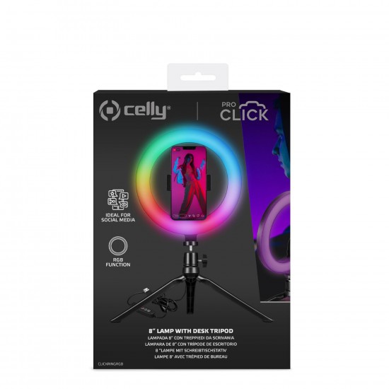 CELLY TRIPOD PRO CLICK WITH LIGHT RING CLICKRINGRGBBK