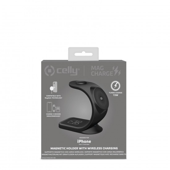 CELLY 3-IN-1 WIRELESS CHARGER MAGSTAND3IN1BK CELLY 3-IN-1 WIRELESS CHARGER MAGSTAND3IN1BK