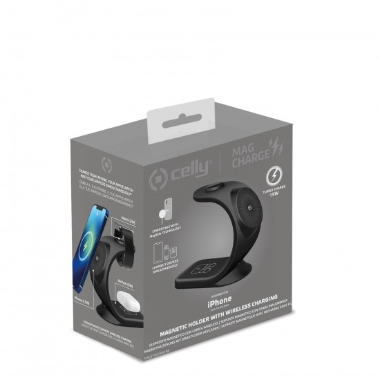 CELLY 3-IN-1 WIRELESS CHARGER MAGSTAND3IN1BK CELLY 3-IN-1 WIRELESS CHARGER MAGSTAND3IN1BK