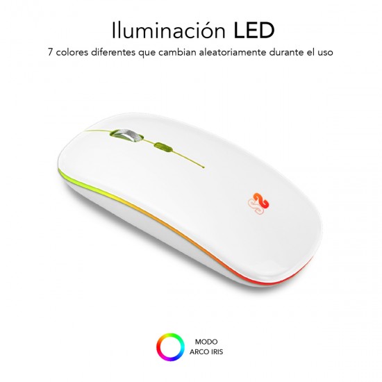 SUBBLIM LED DUAL FLAT MOUSE 1600 DPI WHITE SUBMO-LDFLAT2 SUBBLIM LED DUAL FLAT MOUSE 1600 DPI WHITE SUBMO-LDFLAT2
