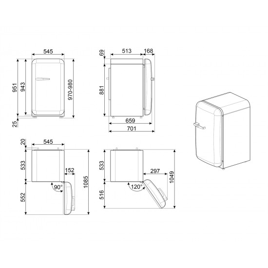 SMEG FRIDGE 50" STYLE CREAM FAB10RCR5 SMEG FRIDGE 50" STYLE CREAM FAB10RCR5