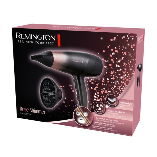 REMINGTON HAIRDRYER D5305 ROSE SHIMMER IONIC 2200W REMINGTON HAIRDRYER D5305 ROSE SHIMMER IONIC 2200W