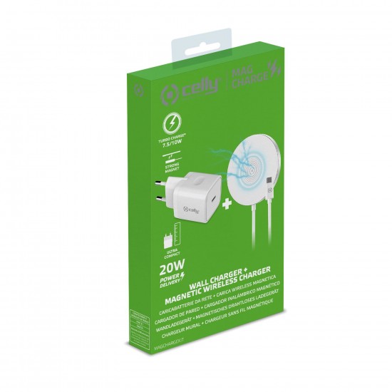 CELLY MAGSAFE WIRELESS CHARGER KIT AND 20W MAINS CHARGER WITH C-TYPE PORT MAGCHARGEKIT CELLY MAGSAFE WIRELESS CHARGER KIT AND 20W MAINS CHARGER WITH C-TYPE PORT MAGCHARGEKIT