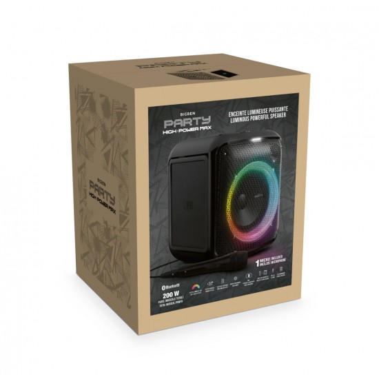 BIGBEN PARTY LUMINOUS LOUDSPEAKER BT 200W USB SD AUX MIC REMOTE CONTROL BLACK PARTYBTHPMAX BIGBEN PARTY LUMINOUS LOUDSPEAKER BT 200W USB SD AUX MIC REMOTE CONTROL BLACK PARTYBTHPMAX