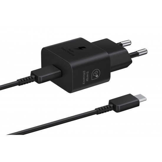 SAMSUNG QUICK CHARGER USB C 25W WITH DATA CABLE BLACK T2510XBE