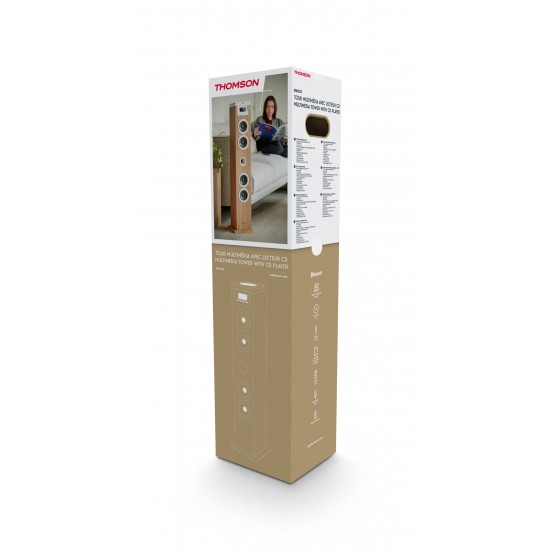 THOMSON SOUND TOWER 60W CD USB SD RADIO AUX MANDO WOOD/WHITE DS121CD THOMSON SOUND TOWER 60W CD USB SD RADIO AUX MANDO WOOD/WHITE DS121CD