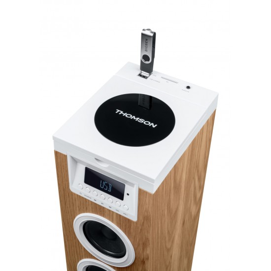 THOMSON SOUND TOWER 60W CD USB SD RADIO AUX MANDO WOOD/WHITE DS121CD THOMSON SOUND TOWER 60W CD USB SD RADIO AUX MANDO WOOD/WHITE DS121CD