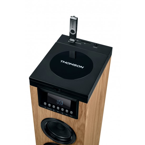 THOMSON SOUND TOWER 60W CD USB SD RADIO AUX MANDO WOOD/BLACK DS122CD
