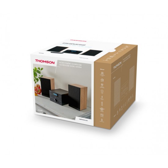 THOMSON MICRO SOUND SYSTEM BT RADIO FM/CD/MP3/USB BLACK WOOD FINISH MIC123BT THOMSON MICRO SOUND SYSTEM BT RADIO FM/CD/MP3/USB BLACK WOOD FINISH MIC123BT