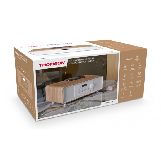 THOMSON MICRO SOUND SYSTEM BT RADIO FM/CD/MP3/USB 60W WHITE MIC301IBT THOMSON MICRO SOUND SYSTEM BT RADIO FM/CD/MP3/USB 60W WHITE MIC301IBT