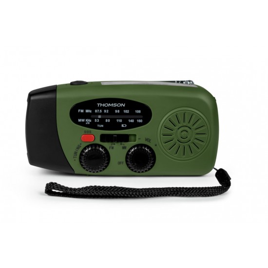 THOMSON RADIO WITH GREEN AND BLACK EMERGENCY TORCH RT260