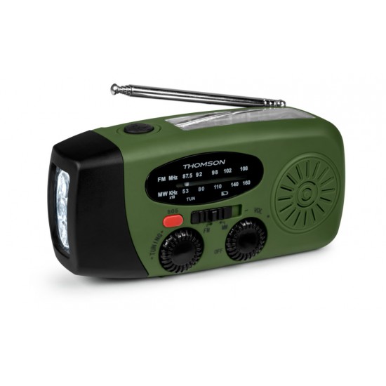THOMSON RADIO WITH GREEN AND BLACK EMERGENCY TORCH RT260