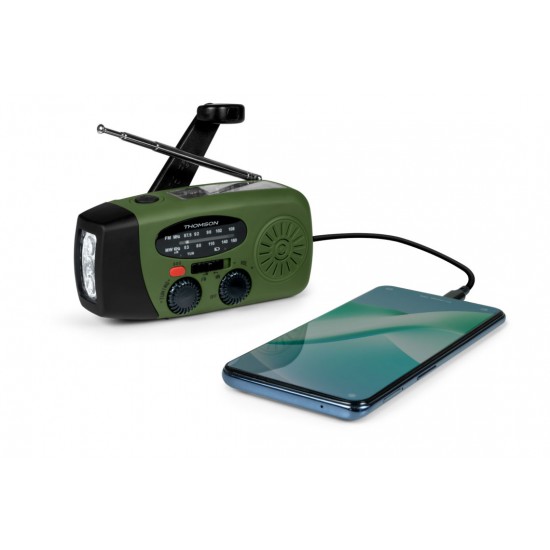 THOMSON RADIO WITH GREEN AND BLACK EMERGENCY TORCH RT260