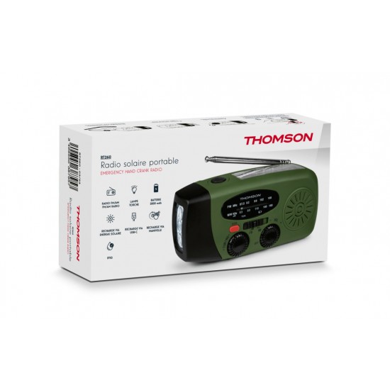 THOMSON RADIO WITH GREEN AND BLACK EMERGENCY TORCH RT260