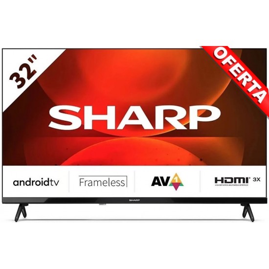 SHARP 32FH2EA TV 32" LED HD ANDROID TV 3xHDMI 2xUSB CHROMECAST WIFI BT FRAMELESS GOOGLE ASIST SHARP 32FH2EA TV 32" LED HD ANDROID TV 3xHDMI 2xUSB CHROMECAST WIFI BT FRAMELESS GOOGLE ASIST