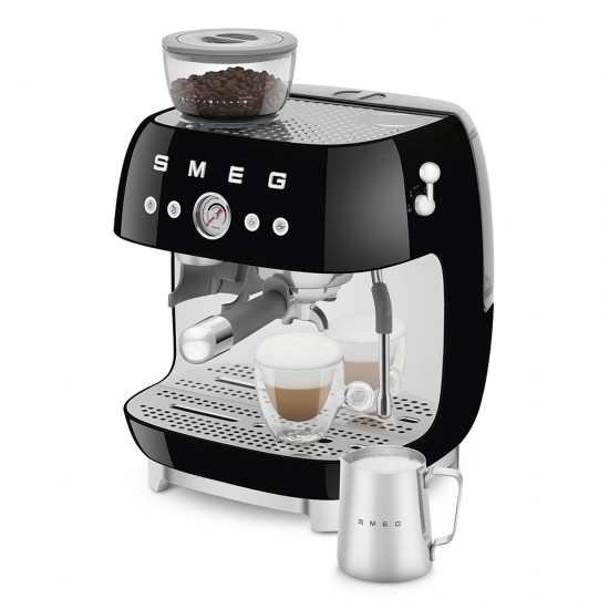 SMEG ESPRESSO MACHINE 50'STYLE WITH INTEGRATED GRINDER BLACK EGF03BLEU SMEG ESPRESSO MACHINE 50'STYLE WITH INTEGRATED GRINDER BLACK EGF03BLEU
