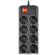 NGS POWER STRIP WITH SWITCH SURGE POLE 800 WITH 8 BLACK SOCKETS