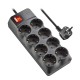 NGS POWER STRIP WITH SWITCH SURGE POLE 800 WITH 8 BLACK SOCKETS