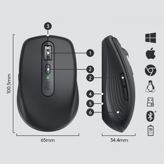 LOGITECH MX ANYWHERE 3 MOUSE GRAPHITE LOGITECH MX ANYWHERE 3 MOUSE GRAPHITE