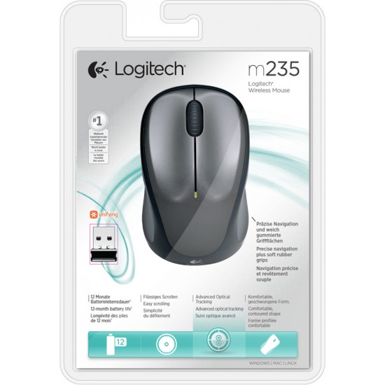 LOGITECH M235 MOUSE WIRELESS SILVER 910-002201 LOGITECH M235 MOUSE WIRELESS SILVER 910-002201