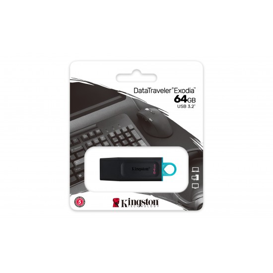 KINGSTON DATATRAVELER EXODIA FLASH DRIVE 64GB USB-A 3.2 BLACK DTX/64GB KINGSTON DATATRAVELER EXODIA FLASH DRIVE 64GB USB-A 3.2 BLACK DTX/64GB