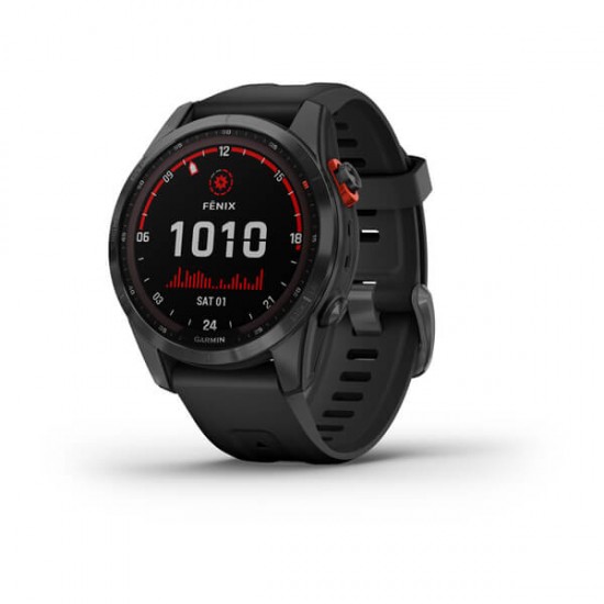 GARMIN FENIX 7S SOLAR PREMIUM MULTISPORT GPS WATCH SLATE GRAY WITH BLACK BAND GARMIN FENIX 7S SOLAR PREMIUM MULTISPORT GPS WATCH SLATE GRAY WITH BLACK BAND