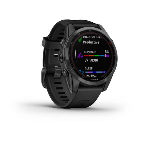 GARMIN FENIX 7S SOLAR PREMIUM MULTISPORT GPS WATCH SLATE GRAY WITH BLACK BAND GARMIN FENIX 7S SOLAR PREMIUM MULTISPORT GPS WATCH SLATE GRAY WITH BLACK BAND