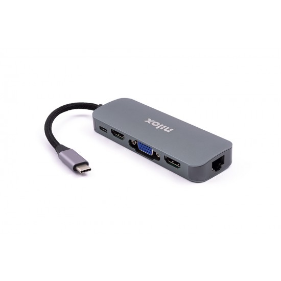 NILOX DOCK TYPE C 3 USB 3.0, HDMI + HDMI + VGA, USB C, RJ45 NXDSUSBC03 NILOX DOCK TYPE C 3 USB 3.0, HDMI + HDMI + VGA, USB C, RJ45 NXDSUSBC03