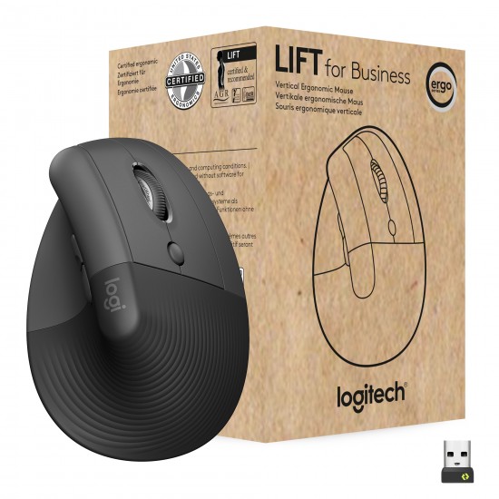 LOGITECH MOUSE LIFT FOR BUSINESS WIRELESS ERCONOMISCH GRAPHITE RIGHT (910-006494)