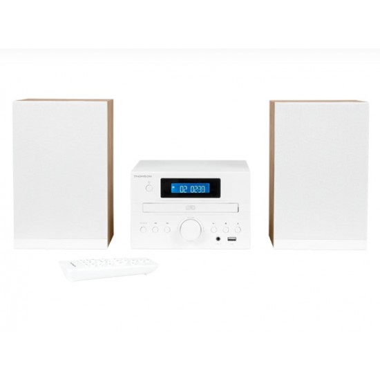 THOMSON MICRO SOUND SYSTEM BT RADIO FM/CD/MP3/USB WOOD FINISH WHITE MIC121BT THOMSON MICRO SOUND SYSTEM BT RADIO FM/CD/MP3/USB WOOD FINISH WHITE MIC121BT