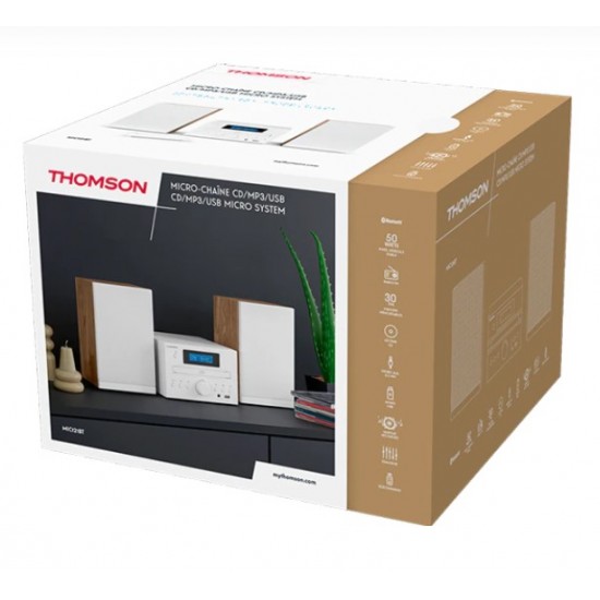 THOMSON MICRO SOUND SYSTEM BT RADIO FM/CD/MP3/USB WOOD FINISH WHITE MIC121BT THOMSON MICRO SOUND SYSTEM BT RADIO FM/CD/MP3/USB WOOD FINISH WHITE MIC121BT
