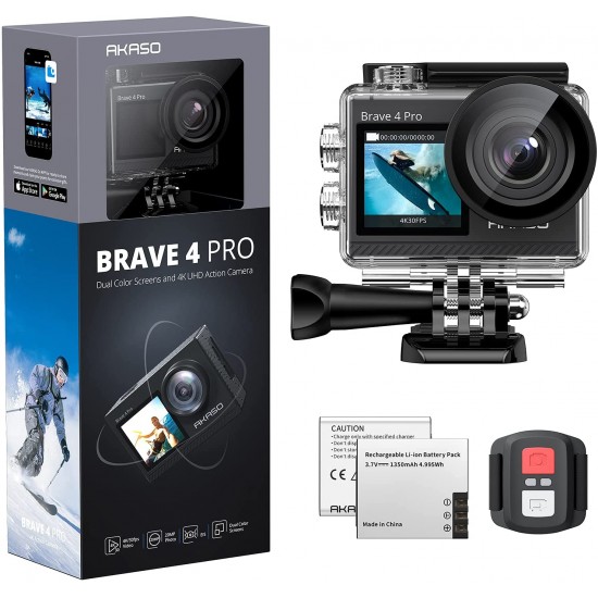 AKASO BRAVE 4 PRO ACTION CAMERA LCD 2.0"/1.4" 4K 20MP SYYA0013-GY-02