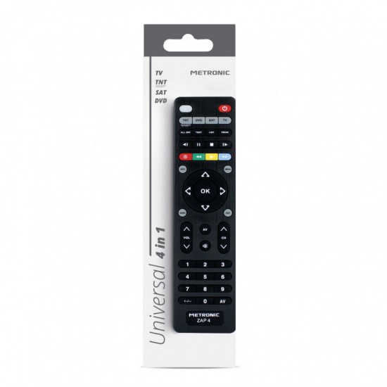 METRONIC UNIVERSAL REMOTE CONTROL ZAP 4 FOR TV +TDT + SAT + DVD 495325