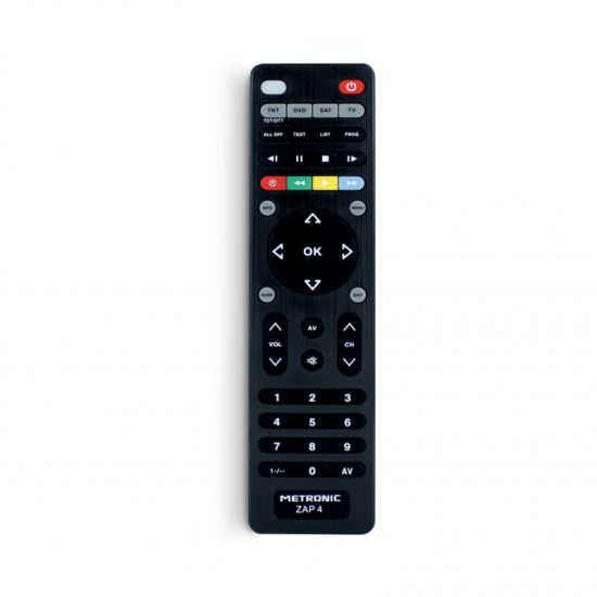 METRONIC UNIVERSAL REMOTE CONTROL ZAP 4 FOR TV +TDT + SAT + DVD 495325 METRONIC UNIVERSAL REMOTE CONTROL ZAP 4 FOR TV +TDT + SAT + DVD 495325